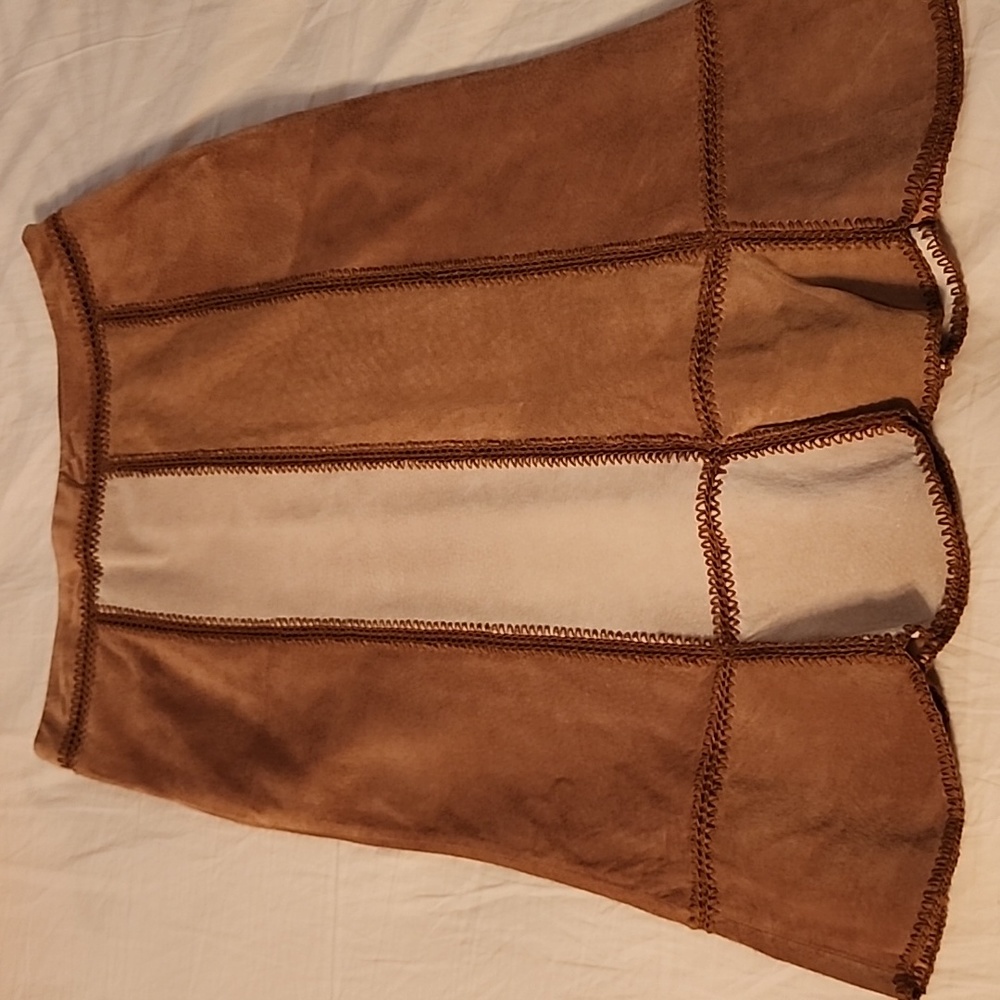 Genuine suede leather multi color skirt
